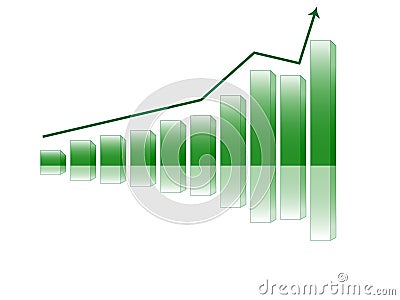 Bar graph with growth arrow Vector Illustration