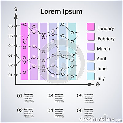 Bar graph and line graph templates, business infographics, vector eps10 illustration Vector Illustration