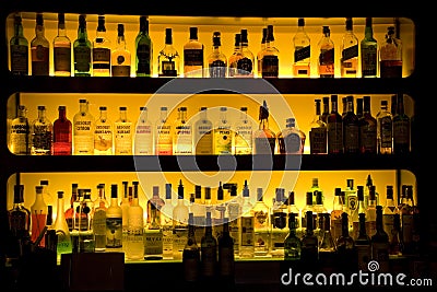 Bar liquor wine drinks decoration Editorial Stock Photo