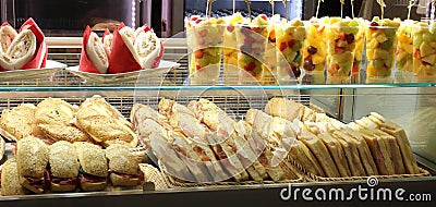 Bar with lots of sandwiches for sale Stock Photo