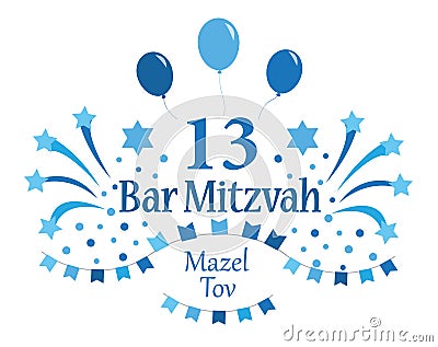 Bar Mitzvah invitation or congratulation card. Vector illustration Vector Illustration