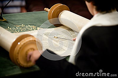 Bar Mitzvah torah reading Stock Photo