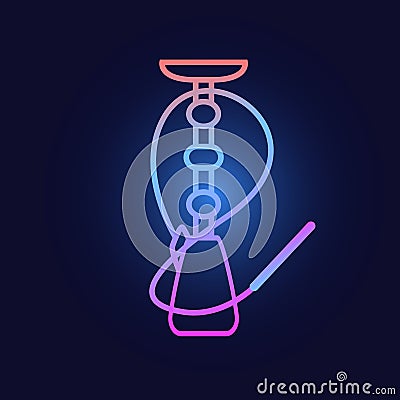 Bar neon hookah icon, cartoon style Vector Illustration