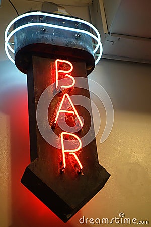 Bar Neon Sign Stock Photo