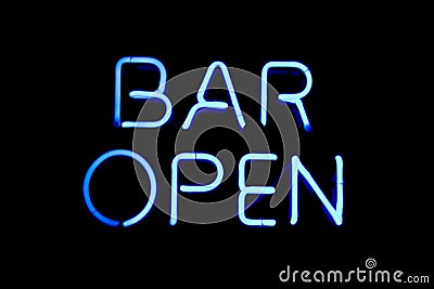 Bar open neon sign Stock Photo