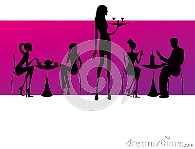 Bar restaurant lounge coffee women Illustration Stock Photo