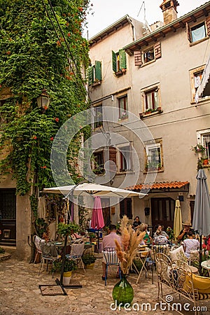 Bar in Rovinj, Croatia Editorial Stock Photo