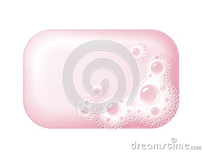 Bar of soap with foam isolated on white. Easy recolored vector Vector Illustration