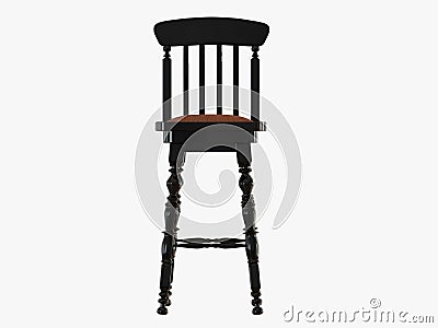 Bar stool black paint front view on a white background 3d rendering Stock Photo