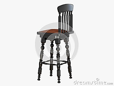 Bar stool black paint on a white background 3d rendering Stock Photo