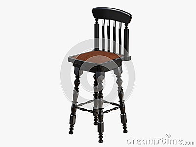 Bar stool black paint on a white background 3d rendering Stock Photo