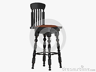 Bar stool black paint on a white background 3d rendering Stock Photo