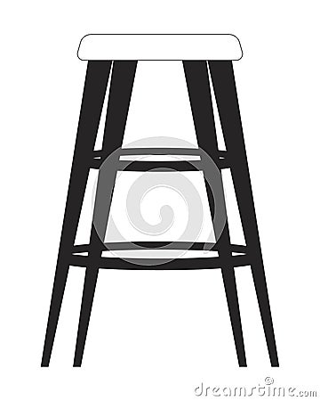 Bar stool black and white 2D line cartoon object Vector Illustration