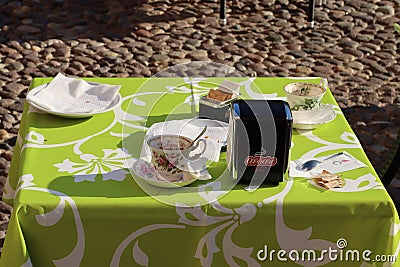 bar table with cunsumazione carried out- Editorial Stock Photo