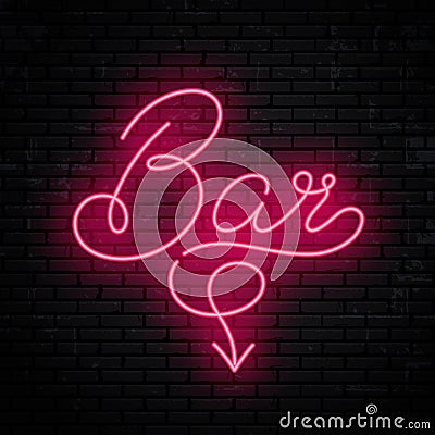 Bar, vector neon inscription Vector Illustration