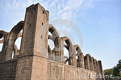 Bara Kaman, the unfinished mausoleum of Ali Adil Shah II in Bijapur, Karnataka, India Stock Photo