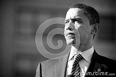 Barack Obama B&W Editorial Stock Photo