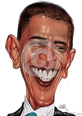 Barack Obama caricature Editorial Stock Photo