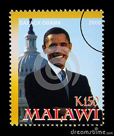 Barack Obama Postage Stamp Editorial Stock Photo