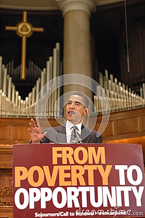 Barack Obama Speaks at Church Editorial Stock Photo