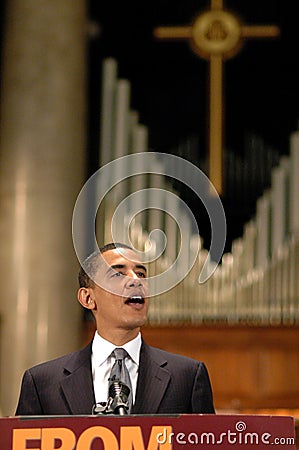 Barack Obama Speaks at Church Editorial Stock Photo