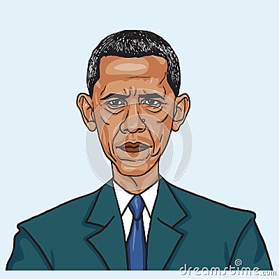 Barack Obama. Vector Caricature Illustration. June 28, 2017 Vector Illustration