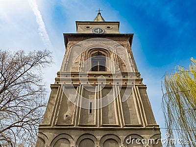 Baratia church bell tower in Campulung, Romania Stock Photo