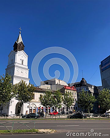 Baratia Church(Biserica Sfanta Maria a Harurilor - Baratia), I. C. Bratianu boulevard, Bucharest, Romania Editorial Stock Photo