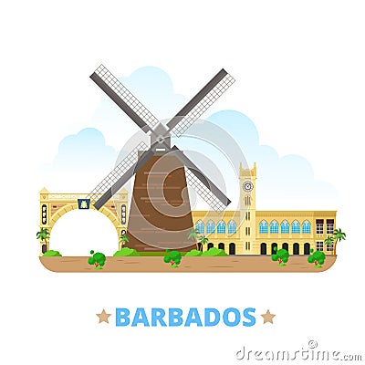 Barbados country design template Flat cartoon styl Vector Illustration