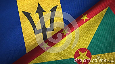 Barbados and Grenada two flags textile cloth, fabric texture Stock Photo