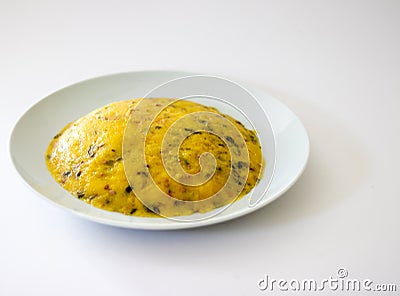 Traditional Barbados local food Okra Corn Meal Cou-Cou Stock Photo