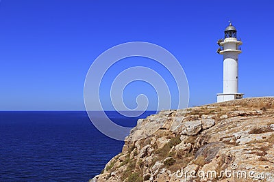 Barbaria lighthouse formentera Balearic islands Stock Photo