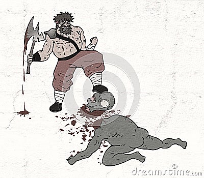 Barbarian gore scene Stock Photo