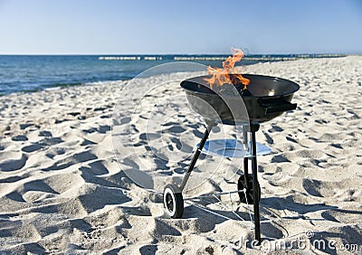 Barbecue on beach Stock Photo