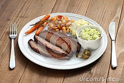 Barbecue beef brisket plate Stock Photo