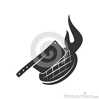 Barbecue beef knife logo template badge Design Isolated Stock Photo