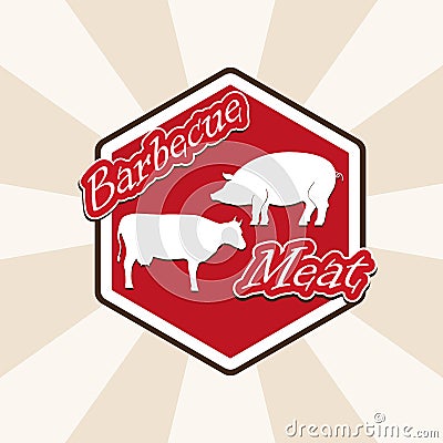 Barbecue beef and pork Vector Illustration