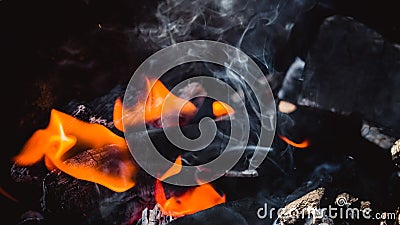 Barbecue burning charcoal for grilling Stock Photo
