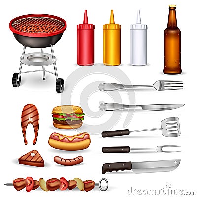 Barbecue Decorative Icons Set Vector Illustration