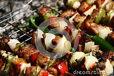 Barbecue with delicious grilled meat Stock Photo