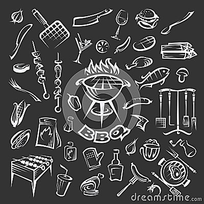 Barbecue elements set Vector Illustration