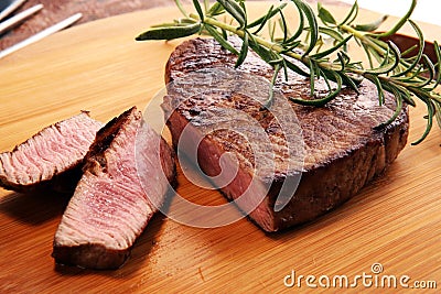 Barbecue filet Steak. Black Angus Prime meat steaks Stock Photo