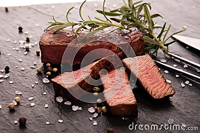 Barbecue filet Steak. Black Angus Prime meat steaks Stock Photo