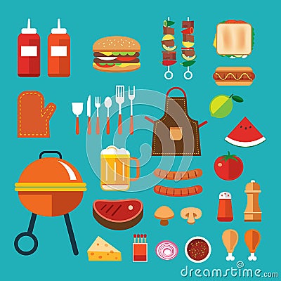 Barbecue flat icon Vector Illustration