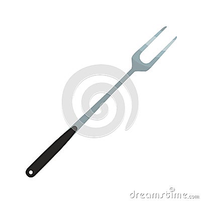 Barbecue fork, metal utensil, tool for grill. Cartoon flat style Vector Illustration