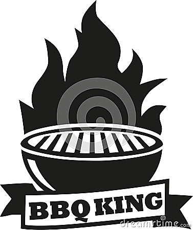 Barbecue grill with BBQ king Vector Illustration