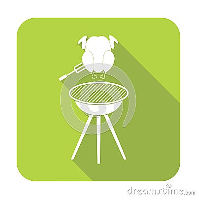 Barbecue grill with chicken icon Vector Illustration