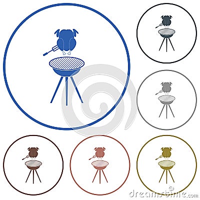 Barbecue grill with chicken icon Vector Illustration