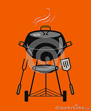 Barbecue grill, cookout. BBQ, brazier vector illustration Vector Illustration