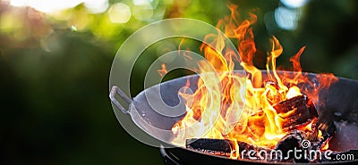 Barbecue Grill. Fire flame Stock Photo